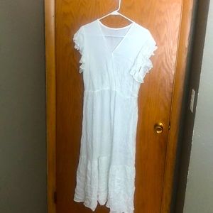 White mid length dress